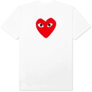 CDG Play Red Emblem No Eyes T-Shirt White